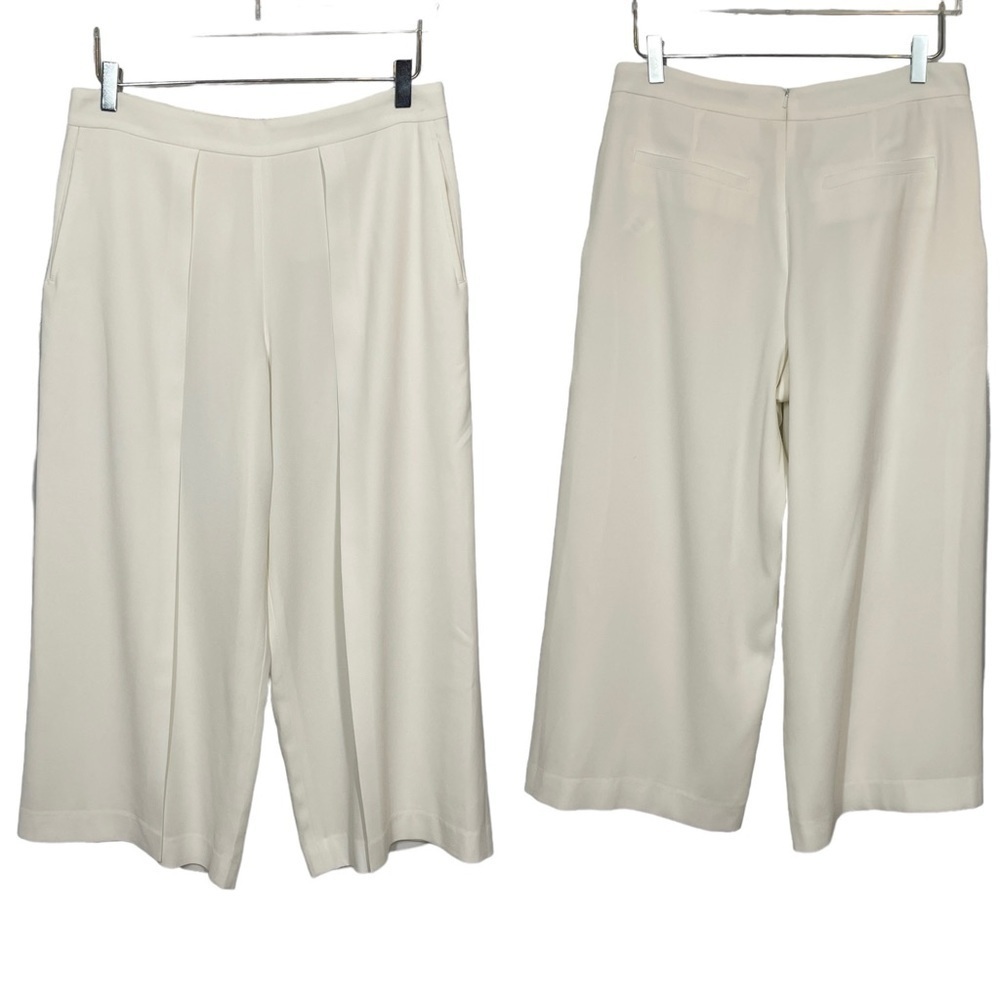 Rag & Bone White Wide Leg Trousers Wrap Arpund Leg Back Zip Silk Lining Sz 6